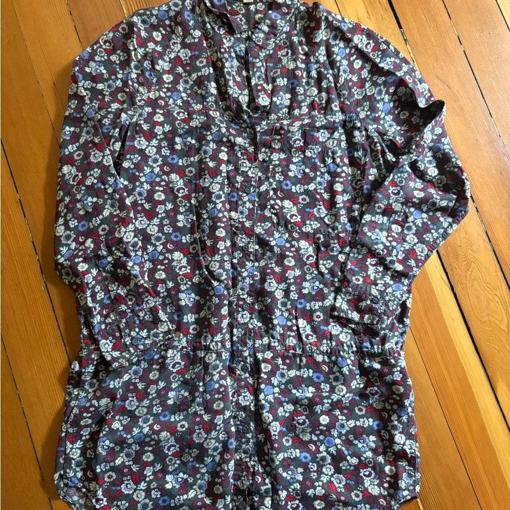 Wilfred Burgundy Floral Long-Sleeve Button Shirt